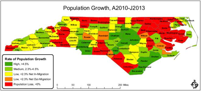 Population Growth, A2010-J2013 Alleghany Northampton GatesPasquotank Caswell Person