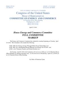 FRED UPTON CHAIRMAN HENRY A. WAXMAN RANKING MEMBER ONE HUNDRED THIRTEENTH CONGRESS