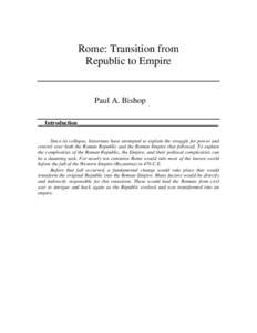 Rome: Transition from Republic to Empire