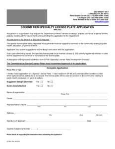 SP 68A - Specialty License Plate Application - 2nd Tier