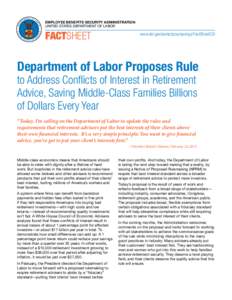 EMPLOYEE BENEFITS SECURITY ADMINISTRATION UNITED STATES DEPARTMENT OF LABOR FACTSHEET  www.dol.gov/protectyoursavings/FactSheetCOI