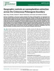 Geographic controls on nannoplankton extinction across the Cretaceous/Palaeogene boundary