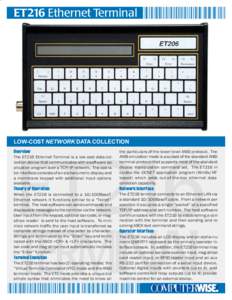 ET216 Ethernet Terminal  COMUTERWISE2311RCH1 LOW-COST NETWORK DATA COLLECTION Overview