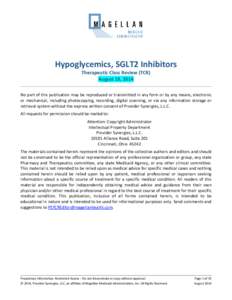 Hypoglycemics, SGLT2 Inhibitors