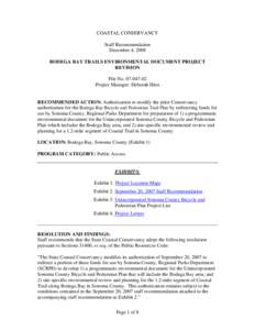 COASTAL CONSERVANCY Staff Recommendation December 4, 2008 BODEGA BAY TRAILS ENVIRONMENTAL DOCUMENT PROJECT REVISION File No[removed]