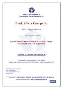 ISTITUTO PASTEUR FONDAZIONE CENCI BOLOGNETTI Prof. Silvia Campello IRCCS Fondazione Santa Lucia Roma