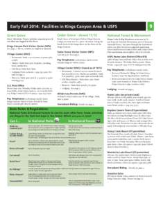 Early Fall 2014: Facilities in Kings Canyon Area & USFS  9 Grant Grove
