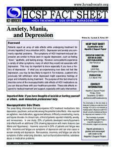 HCV Treatment Anxiety, Mania, and Depression