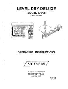 LEVEL-DRY DELUXE MODEL 630AB Patent Pending OPERATING INSTRUCTIONS