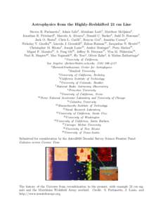 Astrophysics from the Highly-Redshifted 21 cm Line Steven R. Furlanetto1 , Adam Lidz2 , Abraham Loeb2 , Matthew McQuinn2 , Jonathan R. Pritchard2 , Marcelo A. Alvarez3 , Donald C. Backer4 , Judd D. Bowman5 , Jack O. Burn