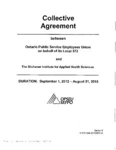 Collective Tff2QU&& t1 between Ontario Public Service Employees Union on behalf of its Local 572