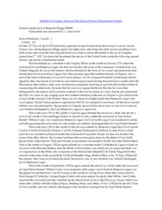 Southern Campaign American Revolution Pension Statements & Rosters Pension Application of Benjamin Briggs S30889 Transcribed and annotated by C. Leon Harris State of Kentucky Lincoln } County Sct }