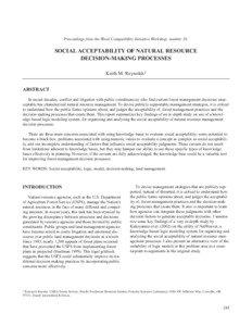 Proceedings from the Wood Compatibility Initiative Workshop, number 26.  SOCIAL ACCEPTABILITY OF NATURAL RESOURCE