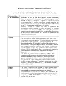 United Nations Statistics Division / African Development Bank / PARIS21 / United Nations / Addis Ababa / United Nations Economic Commission for Africa