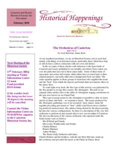 Casterton and District Historical Society Inc Newsletter FebruaryHistorical Happenings