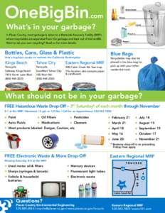 OneBigBin  .com What’s in your garbage? In Placer County, most garbage is taken to a Materials Recovery Facility (MRF),