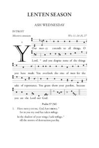 55  LENTEN SEASON ASH WEDNESDAY INTROIT Misereris omnium