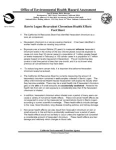 Consumer Information: Fact Sheet, Barrio Logan Hexavalent Chromium Health Effects