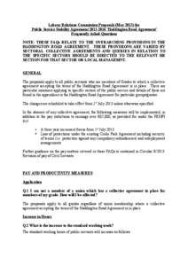 Labour Relations Commission Proposals (May[removed]for Public Service Stability Agreement[removed] ‘Haddington Road Agreement’ Frequently Asked Questions NOTE: THESE FAQs RELATE TO THE OVERARCHING PROVISIONS IN THE HA