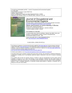 This article was downloaded by:[UOEH - Journal of Occupational and Environmental Hygiene] On: 5 May 2008 Access Details: [subscription number[removed]Publisher: Taylor & Francis Informa Ltd Registered in England and W