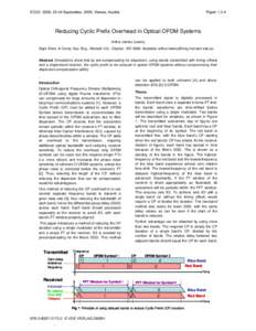 ECOC 2009, 20-24 September, 2009, Vienna, Austria  Paper[removed]Reducing Cyclic Prefix Overhead in Optical OFDM Systems Arthur James Lowery