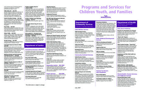 Programs and Services for Children, Youth and Families