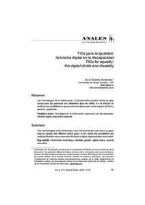 TICs para la igualdad: la brecha digital en la discapacidad Julio Cabero Almenara