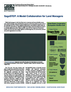 Cooperative Ecosystem Studies Units[removed]C Street NW, Room 2737 • Washington, DC 20240 • [removed] • www.cesu.org SageSTEP: A Model Collaboration for Land Managers Public land managers in the Great Basin aim to