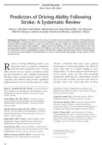 Predictors of Driving Ability Following Stroke: A Systematic Review