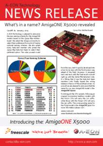 A-EON Technology  NEWS RELEASE What’s in a name? AmigaONE X5000 revealed Cyrus Plus Motherboard