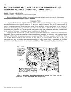 Distributional Status of The Eastern Spotted Skunk, Spilogale putorius interrupta, in Oklahoma