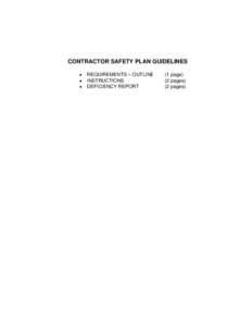 CONTRACTOR SAFETY PLAN GUIDELINES • • •  REQUIREMENTS – OUTLINE