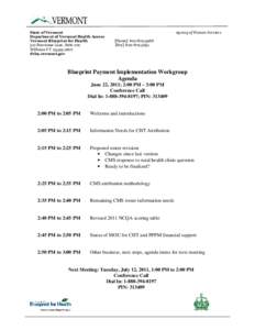 State of Vermont Department of Vermont Health Access Vermont Blueprint for Health 312 Hurricane Lane, Suite 201 Williston VT[removed]dvha.vermont.gov