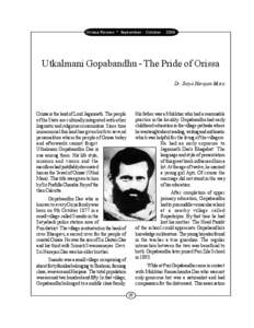 Orissa Review * September - October[removed]Utkalmani Gopabandhu - The Pride of Orissa