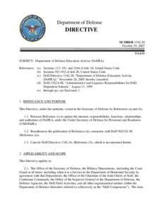DoD Directive, October 19, 2007; POSTED November 1, 2007