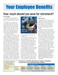 Your Employee Benefits How much should you save for retirement? By Liz Davidson The question on every worker’s mind is: How much money do I need to live the retirement lifestyle I dream