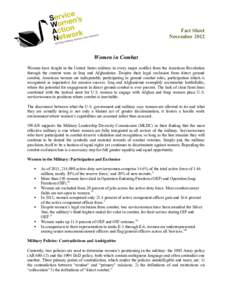 Fact Sheet November 2012 	
      Women in Combat