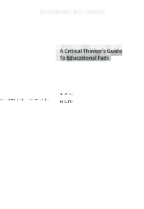 limited preview version  A Critical Thinker’s Guide To Educational Fads  limited preview version