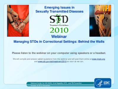 Webinar Managing STDs in Correctional Settings: Behind the Walls