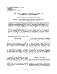 Acta Parasitologica Globalis 4 (2): 49-53, 2013 ISSN © IDOSI Publications, 2013 DOI: idosi.apgThe Preliminary Survey of the Prevalence of Bovine Fasciolosis