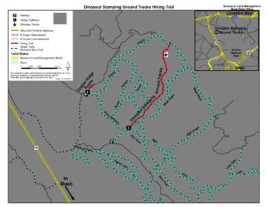 Bureau of Land Management Moab Field Office Dinosaur Stomping Ground Tracks Hiking Trail  Location Map