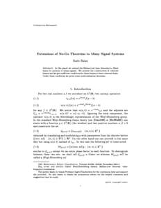 Contemporary Mathematics  Extensions of No-Go Theorems to Many Signal Systems Radu Balan Abstract. In this paper we extend the Balian-Low type theorems to Riesz