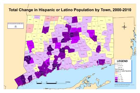 Total Change in Hispanic or Latino Population by Town, [removed]North Canaan Hartland Colebrook