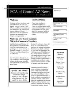 FU NER AL C ONSU MERS ALL IANCE OF CE NTR AL ARIZ ONA  www.fcaofcentralaz.org FCA of Central AZ News
