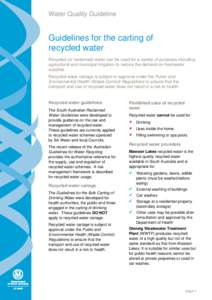 Guidelines for the carting of recycled water