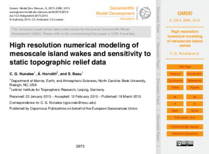 This discussion paper is/has been under review for the journal Geoscientific Model Development (GMD). Please refer to the corresponding final paper in GMD if available. Discussion Paper  Geosci. Model Dev. Discuss., 8, 2