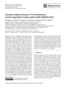 Aquatic ecology / Biological oceanography / Ecology / Planktology / Redfield ratio / Carbon-to-nitrogen ratio / Food web / Stoichiometry / Phytoplankton / Biology / Water / Ratios