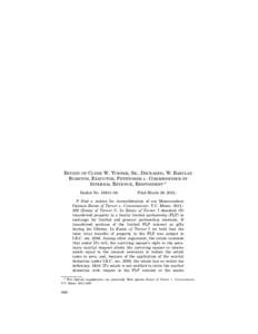 ESTATE OF CLYDE W. TURNER, SR., DECEASED, W. BARCLAY RUSHTON, EXECUTOR, PETITIONER v. COMMISSIONER OF INTERNAL REVENUE, RESPONDENT * Docket No–08.  Filed March 29, 2012.