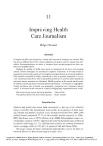 11 Improving Health Care Journalism Holger Wormer  Abstract