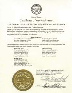 Certificate of Ascertainment - Kansas